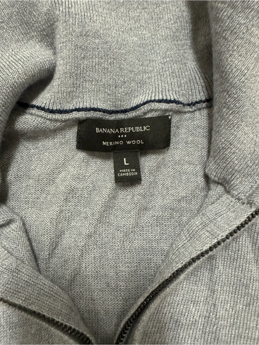Banana Republic Men's Light Gray Merino Wool Zip Cardigan